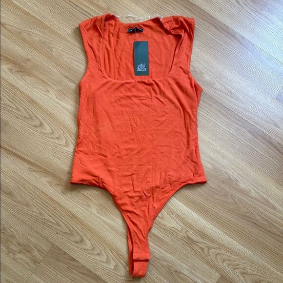 NWT Wild Fable Orange Bodysuit Ribbed sleeveless Size Medium - Picture 1 of 5